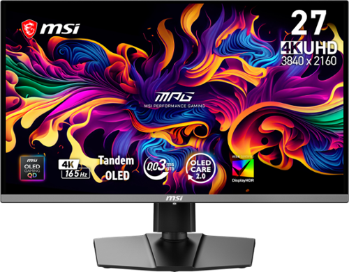 MSI - MAG 272UP QD-OLED E16 27" UHD 165Hz 0.03ms G-SYNC FreeSync Premium Pro Gaming Monitor True Black 400 (DP, HDMI, USB-C) - Metallic Black