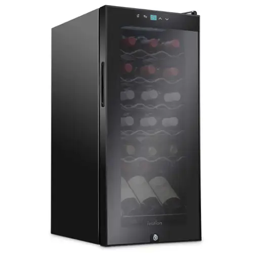 Front. Ivation - 18 Bottle Compressor Wine Refrigerator, Freestanding Wine Cooler with Lock, Black - Black.
