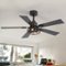 Breezary - 42-In Indoor Ceiling Fan with Light Kit, 5 Plywood Blades, 6-Speed DC Motor and Remote, Timer, Memory Function(1/2 Pack) - Matte Black (1 Pack)-Front_Standard
