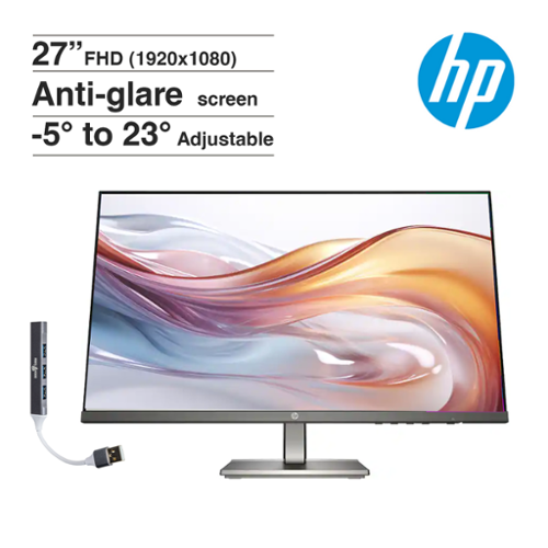 HP - 24" FHD IPS Monitor, Anti Glare, Flicker Free, VESA Mount (100 x 100mm), VGA, HDMI & DKZ Hub, Color - Black/Gray-Front_Standard 
