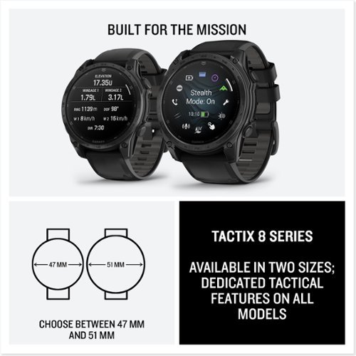 Garmin tactix 8 AMOLED GPS Smartwatch 51 mm Fiber-reinforced polymer with titanium rear cover - Black GLOBAL SHIPPING