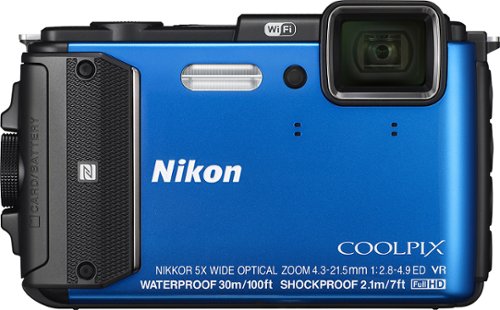  Nikon - Coolpix AW130 16.0-Megapixel Digital Camera - Blue