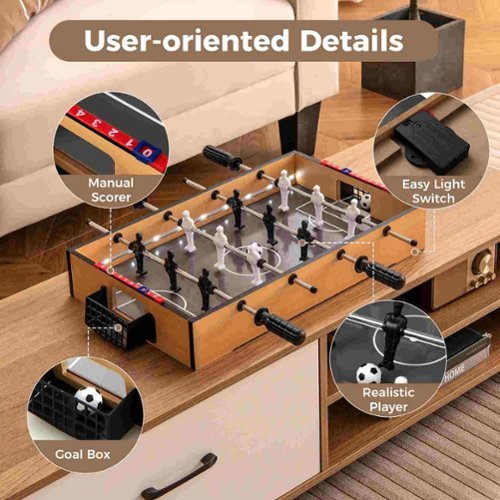 Costway Game Room Size Football Table with Non-slip Handle 2 Footballs Realistic Players - Natural BUY IN EUROPE
