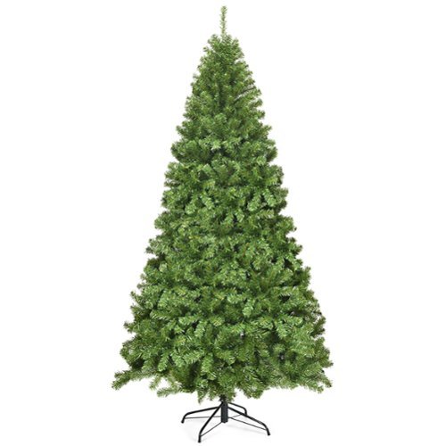 Costway - 7.5Ft Unlit Hinged PVC Artificial Christmas Tree Premium Spruce Tree with 1346 Tips - Green