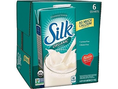 Silk - Organic Unsweetened Original Lactose Free Soy Milk, 32 oz., 6/Carton (WWI00106)