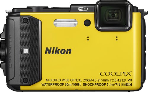  Nikon - Coolpix AW130 16.0-Megapixel Waterproof Digital Camera - Yellow