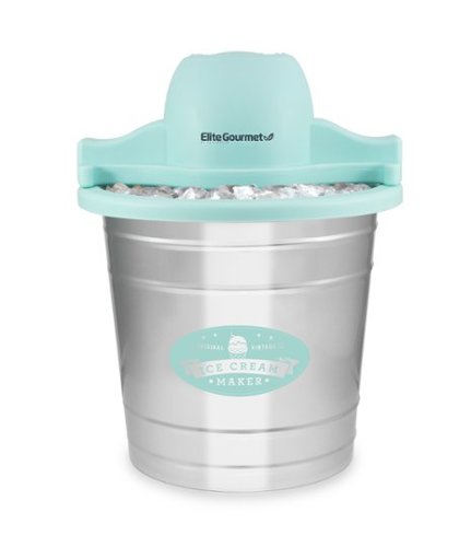 Elite Gourmet - 4qt Old Fashioned Electric Ice Cream Maker - Light Blue