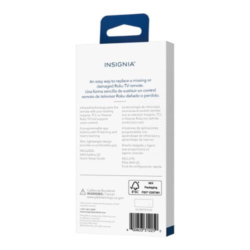 Insignia™ Roku Replacement Remote for Insignia, TCL, and Hisense TVs - Black BUY IN EUROPE