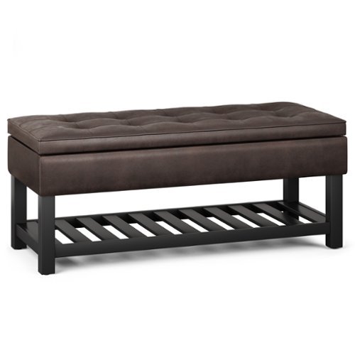 Simpli Home - Cosmopolitan Storage Ottoman Bench with Open Bottom - Distressed Brown-Front_Standard 
