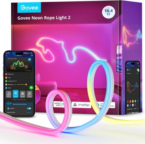 Govee - RGBIC Smart Neon Rope Light 2 Works with Matter, Alexa, Google Assistant, Softer Material, 16.4ft - White-Front_Standard 