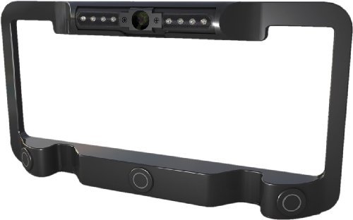  Power Acoustik - License Plate Frame-Mount Rear-View Camera with Back-Up Sensors - Multicolor