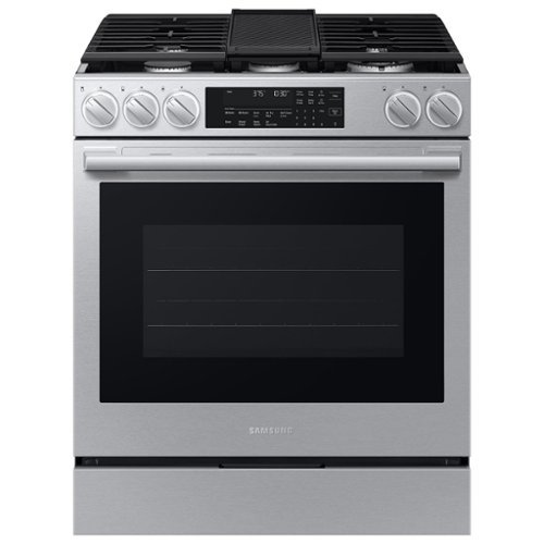 Samsung - 6.3 cu. ft. Bespoke Smart Slide-In Gas Range with Illuminated Precision Knobs - Stainless Steel