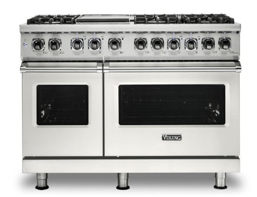 Viking - 5-Series Dual Fuel Self-Clean 48"W Sealed Burner Range - Pure White-Front_Standard 