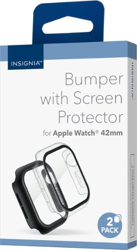Insignia™ Bumper with Glass Screen Protector for Apple Watch 42mm - Black and Clear SHOP ONLINE