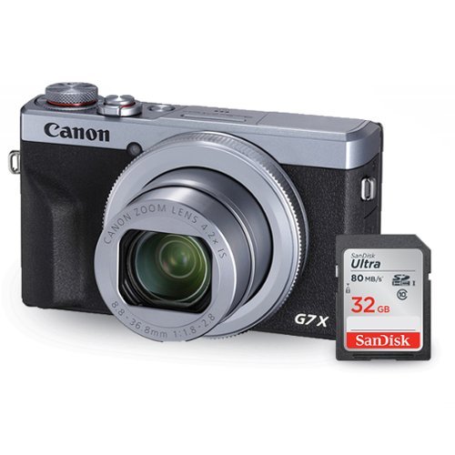 Canon - PowerShot G7 X Mark III Digital Camera (Silver) + Sandisk Ultra 32GB-Front_Standard 