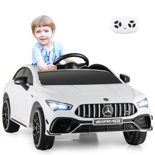 Costway - 12V Kids Ride on Car w/Remote Rocking Function Transport Wheels Lights & Music - White-Front_Standard 