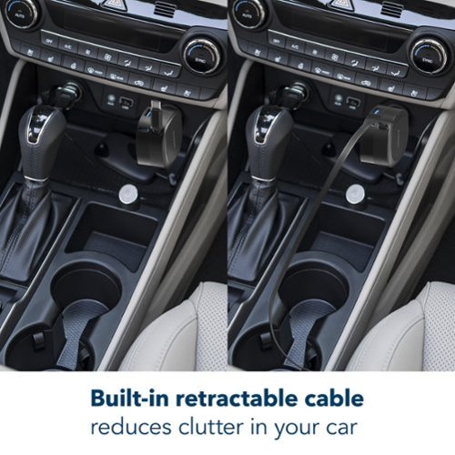 Insignia™ 75W 2.3 ft. Retractable Car Charger for Smartphones, Tablets, and More - Black GLOBAL SHIPPING