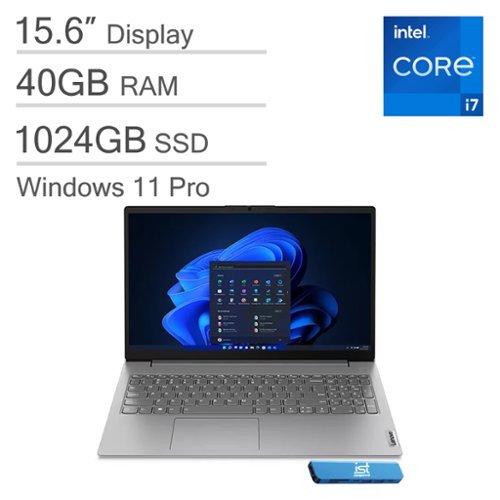 Lenovo - V15 15.6" FHD Anti-Glare Laptop - Intel Core i7 with 40GB Memory - 1TB SSD - Windows 11 Pro - Black-Front_Standard 