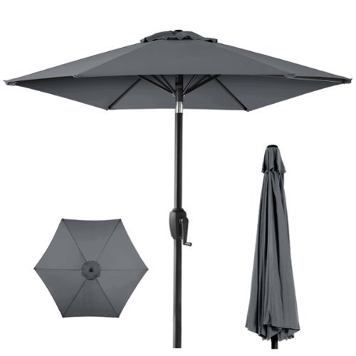 Best Choice Products - 7.5ft Heavy-Duty Outdoor Market Patio Umbrella w/ Push Button Tilt, Easy Crank - Slate-Front_Standard 