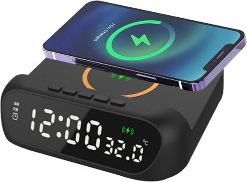 RISOKEYS - 3-in-1 15W Wireless Charger Wireless - Charging with Alarm Clock, Temperature Display, Charging for Phones and Watches - Black-Front_Standard 