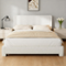Vipbear - King Size Upholstered Bed Frame with Adjustable Headboard, Soft Rounded Corners, No Box Spring Required, Easy Assembly - White-Front_Standard