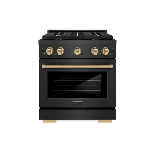 ZLINE - Autograph 30 in. 4.2 cu. ft. Manual Clean Freestanding Gas Range in Black Satin Stainless Steel and Bronze Accents - Black Satin Stainless Steel
