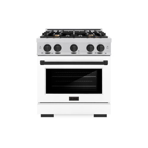 ZLINE - Autograph 30" Select Dual Fuel Range with Black Accents (HDRZ-WM-30-MB) - White-Front_Standard 