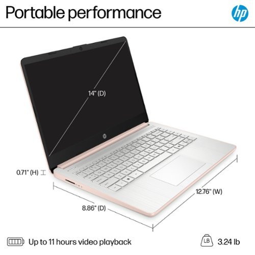 HP 14 Laptop - Intel Processor N150 - 4GB Memory - 128GB UFS - Pale Rose Gold BUY IN EUROPE