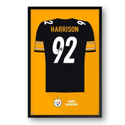 Sporticulture - James Harrison Pittsburgh Steelers Framed 14" x 20" Retired Jersey Art Print - Multicolor-Front_Standard 