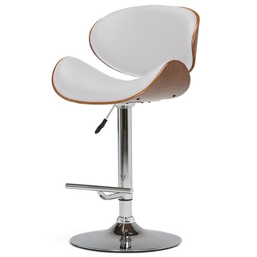 Simpli Home - Marana Bentwood Adjustable Height Gas Lift Bar Stool - White-Front_Standard 