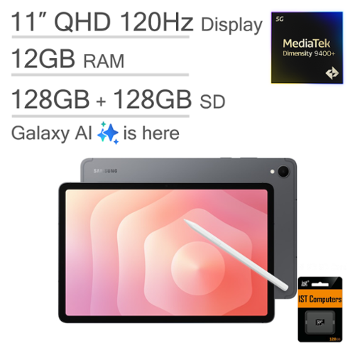Samsung - Galaxy Tab S11 - 11" 256GB(128+128 SD Card) - Wi-Fi - MediaTek D9400 - 8 Core Processor - with S-Pen - Gray-Front_Standard 