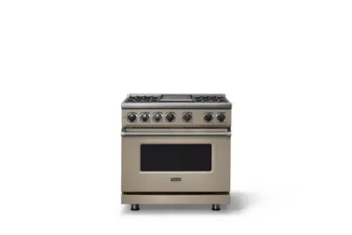 Front. Viking - 36 in. Wide 4 Burner Dual Fuel Sealed Burner Range with Griddle - Nantucket.