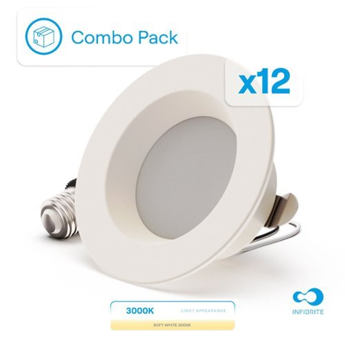 Infibrite - 4 In. Retrofit 3000K Warm Integrated LED Recessed Light Kit 9W 750LM Remodel, Dimmable, Wet Rated (12 Pack) - White-Front_Standard 