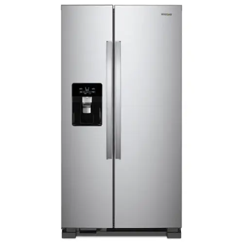 Front. Whirlpool - 33 in. Wide 21 cu. ft. Side-by-Side Refrigerator with LED Interior Lighting - Fingerprint Resistant Stainless Finish.