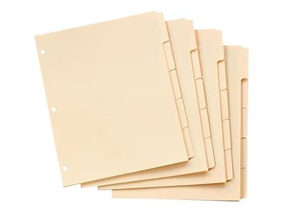 Oxford - Write-On Paper 5 Tab Dividers, 20 Sets/Box - Manila