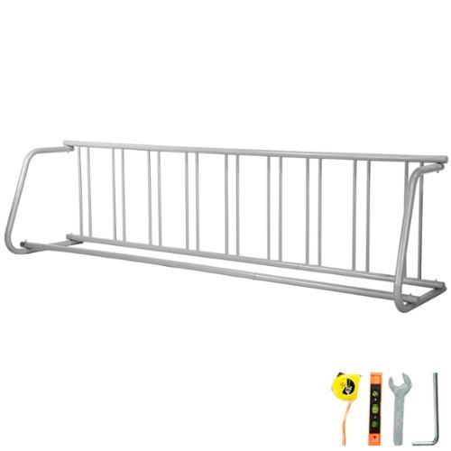 VEVOR - 111\" Length Floor Bike Rack, 9 Holders All-Steel Grid Bike Rack, Single-Side Storage Stand - Silver-Front_Standard 