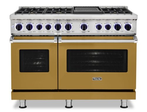 Viking - 48"W./24"D. Dual Fuel Sealed Burner Range-6 Burners/Griddle - Golden Hour-Front_Standard 