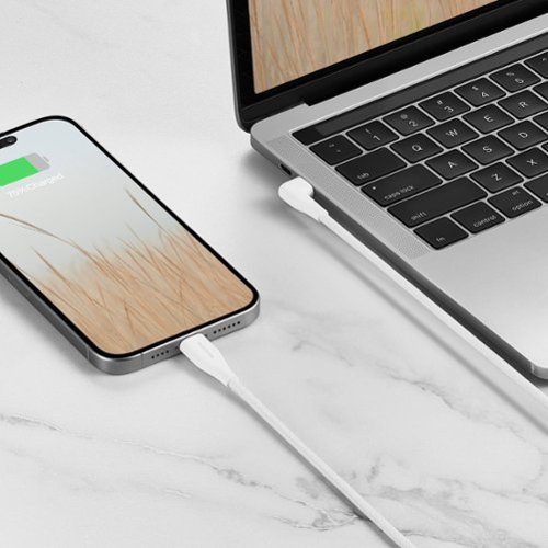 Insignia™ 7' USB-C to Right-Angle USB-C Braided Charging Cable - White BUY IN EUROPE