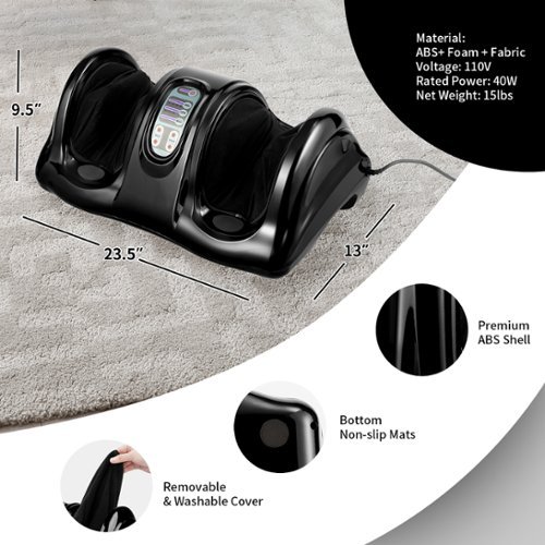 Costway Shiatsu Foot Massager Kneading and Rolling Leg Calf Ankle with Remote - Black WORLDWIDE DELIVERY
