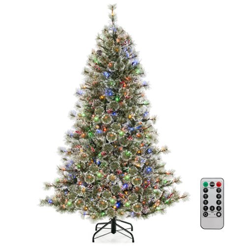 Costway - 6 FT Artificial Christmas Tree with 360° Quick Power Connector 598 Pine Needles - Green-Front_Standard 