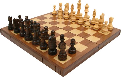 Trademark Games - Chess Board Walnut Book Style with Staunton Chessmen