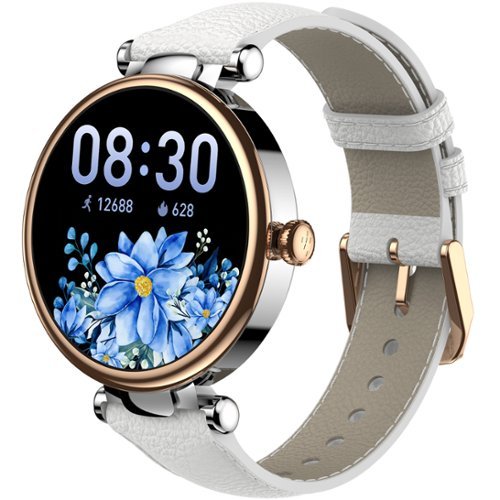 TOZO - Smart Watch for Women, HD AMOLED Screen, Health Tracker, Sleep Monitor, 100+ Sports Modes, Calls & Text, 3ATM Waterproof - White Leather Strap - (2026)-Front_Standard 