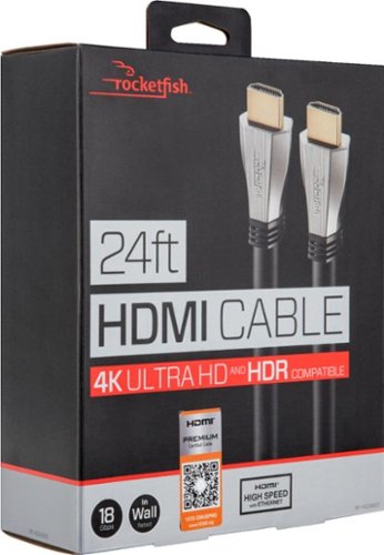 Rocketfish™ 24' 4K UltraHD/HDR In-Wall Rated HDMI Cable - Black WHERE TO BUY