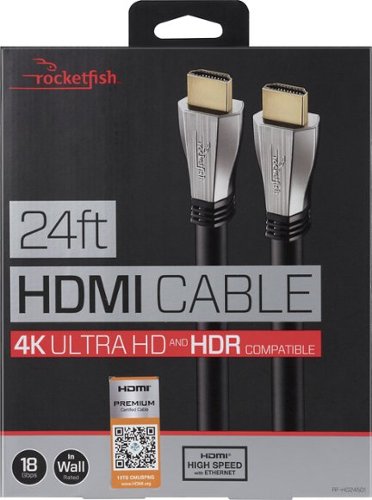 Rocketfish™ 24' 4K UltraHD/HDR In-Wall Rated HDMI Cable - Black WORLDWIDE DELIVERY