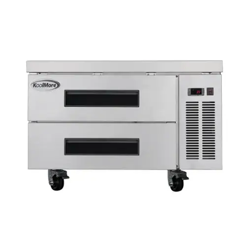 Front. Koolmore - 36 in. Commercial Chef Base Refrigerator Storage Cabinet , Pull-Out Drawers, Rolling Caster Wheels, ETL Listed - Stainless-Steel.