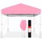 Best Choice Products - 10x10ft Easy Setup Pop Up Canopy w/ 1-Button Setup, Wheeled Case, 4 Weight Bags - Pink/White-Front_Standard