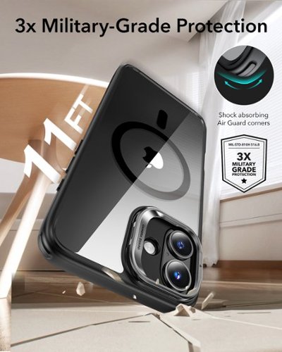 ESR Gear Classic Hybrid Case with Stash Stand for iPhone 16 - Black GLOBAL SHIPPING