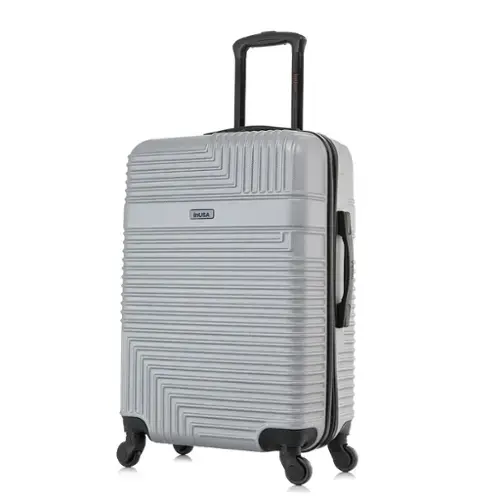Front. InUSA - Resilience Lightweight Hardside Spinner Luggage 24" - Silver.