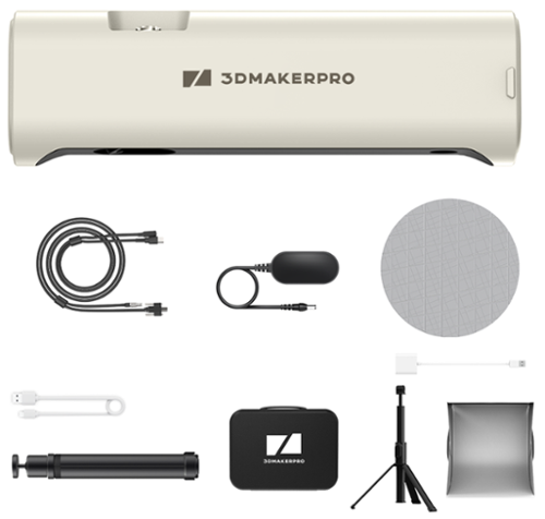 3DMakerpro - Lynx 3D Scanner, 0.1mm Accuracy, Free 3D Scanning Software, Visual Tracking, Scan ranges from 250mm to 400mm - Luxury - White-Front_Standard 