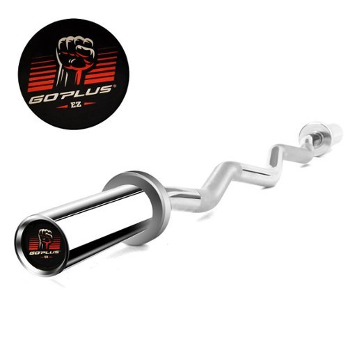 Costway - 48''Chrome Steel Olympic EZ Curl Bar 28mm Grip Home Gym Fitness Equipment
